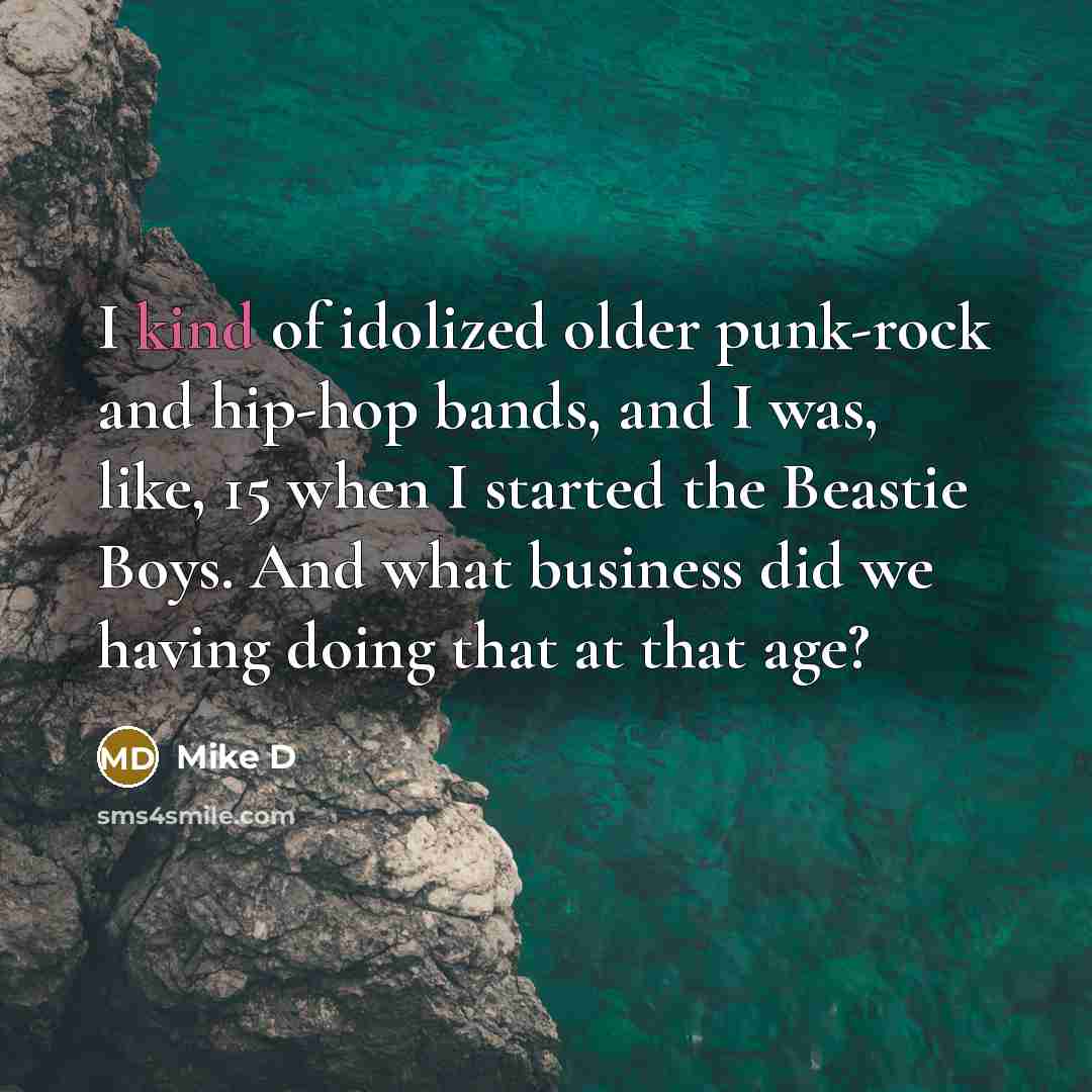 “I kind of idolized older punk-rock and hip-hop bands, and…” quote by Mike D
