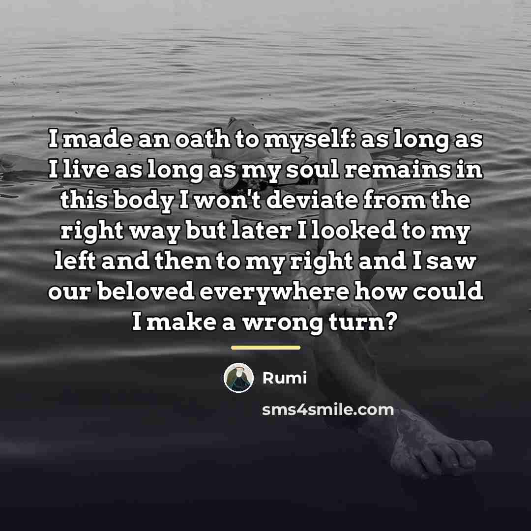“I made an oath to myself: as long as I…” quote by Rumi