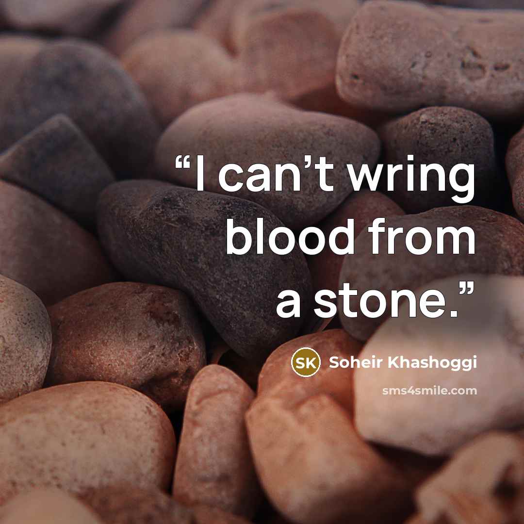 “I can't wring blood from a stone.” quote by Soheir Khashoggi