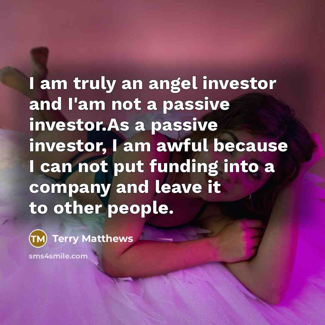 “I am truly an angel investor and I'am not a…” quote by Terry Matthews