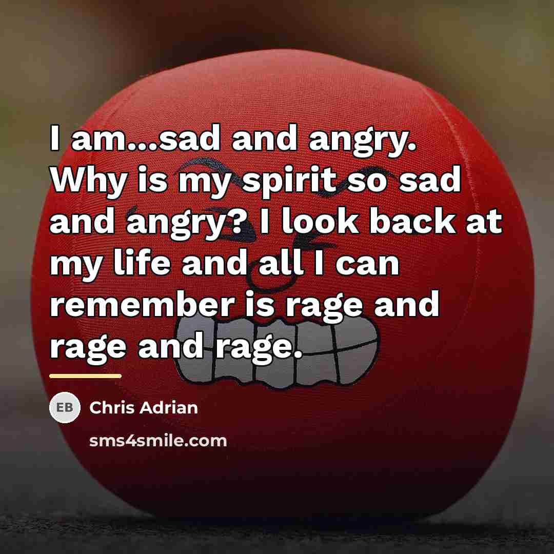 “I am...sad and angry. Why is my spirit so sad…” quote by Chris Adrian