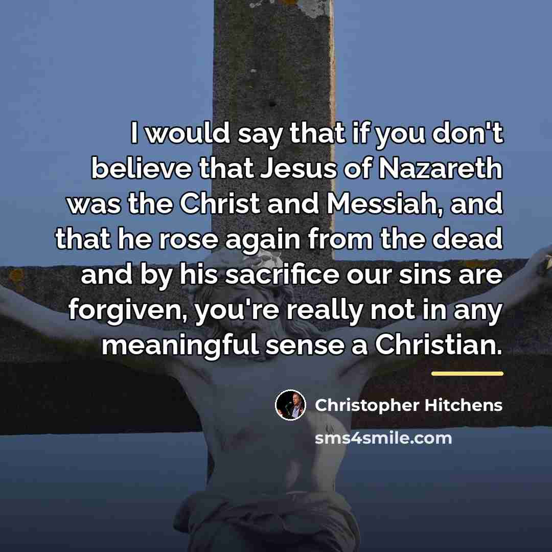 “I would say that if you don't believe that Jesus…” quote by Christopher Hitchens