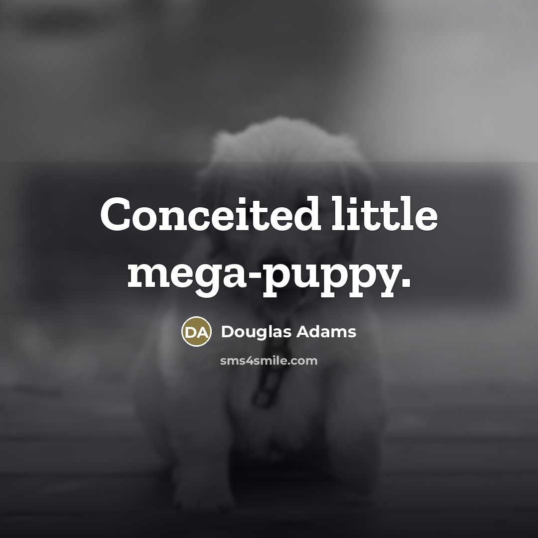 “Conceited little mega-puppy.…” quote by Douglas Adams