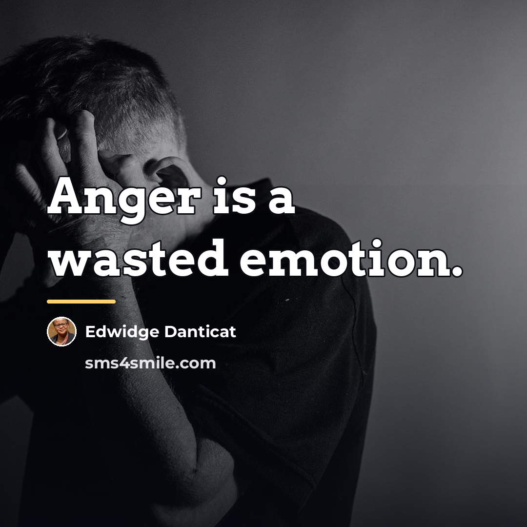 “Anger is a wasted emotion.…” quote by Edwidge Danticat