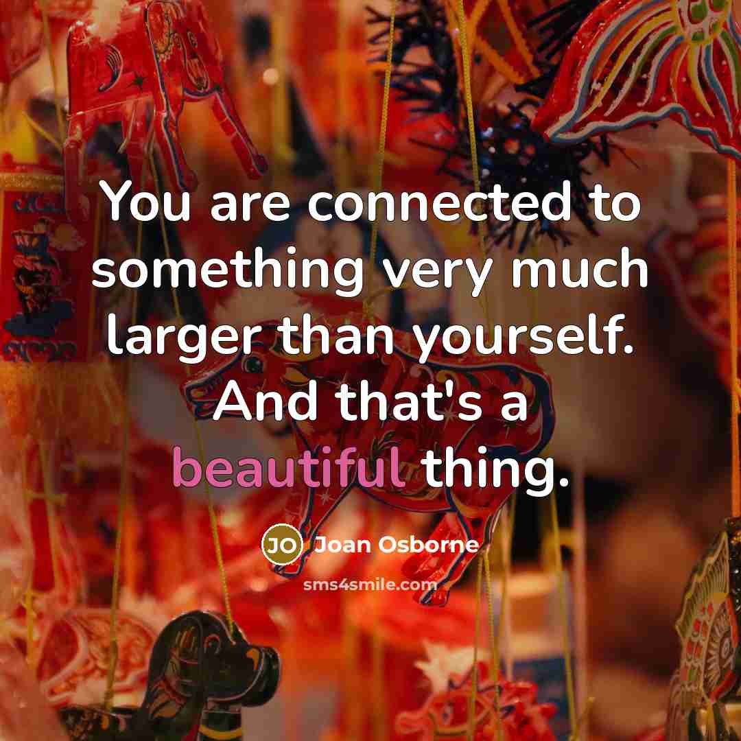 “You are connected to something very much larger than yourself.…” quote by Joan Osborne