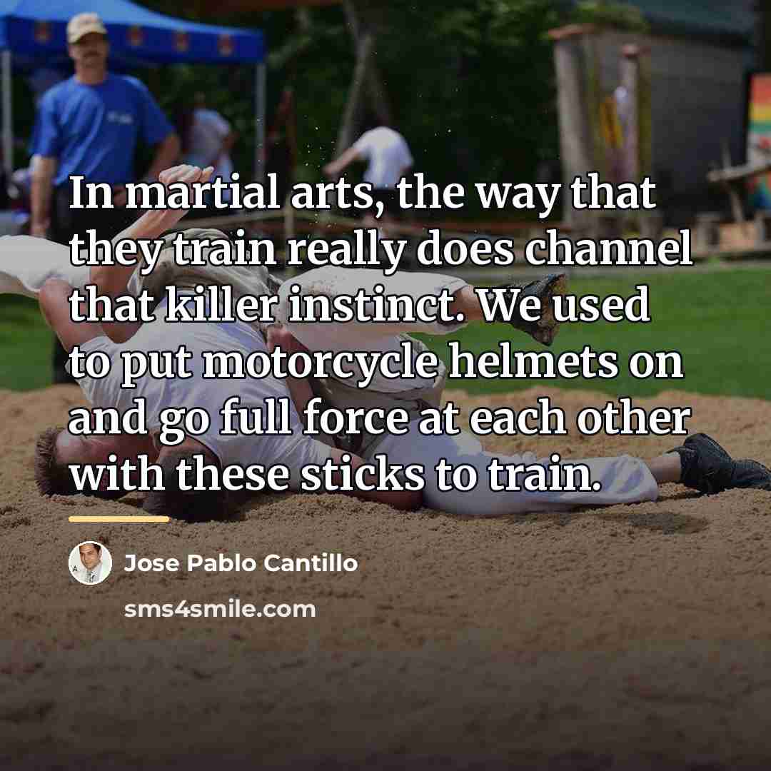 “In martial arts, the way that they train really does…” quote by Jose Pablo Cantillo