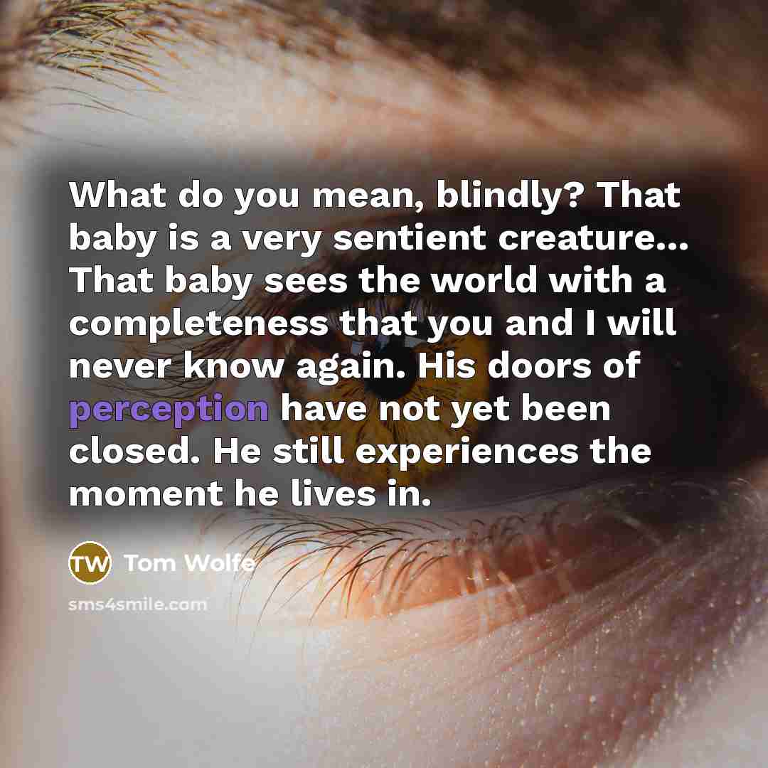 “What do you mean, blindly? That baby is a very…” quote by Tom Wolfe