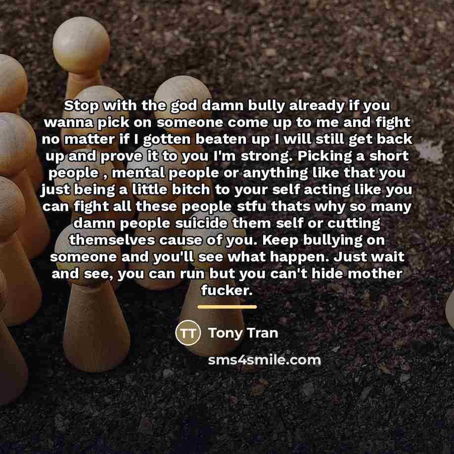 “Stop with the god damn bully already if you wanna…” quote by Tony Tran