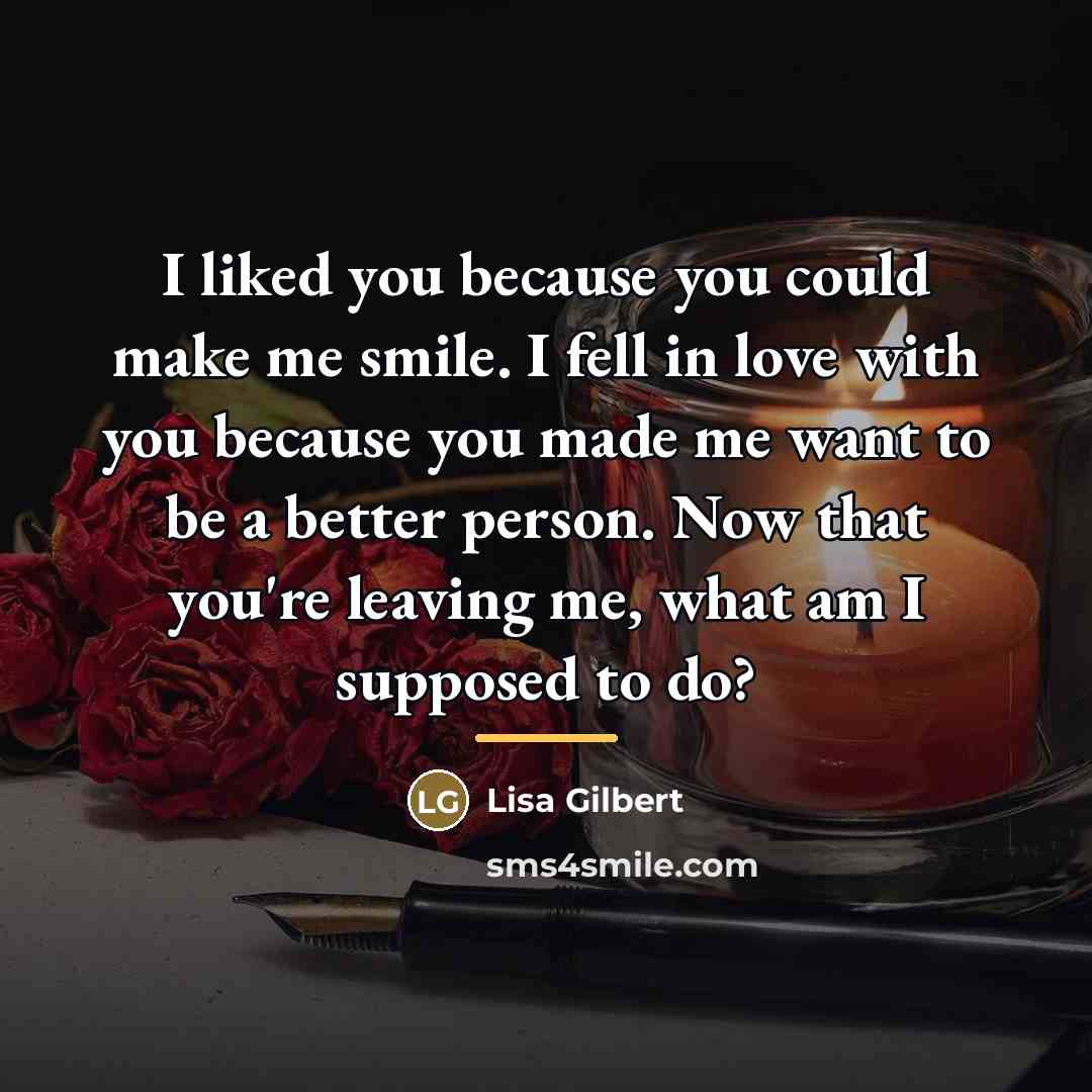 “I liked you because you could make me smile. I…” quote by Lisa Gilbert