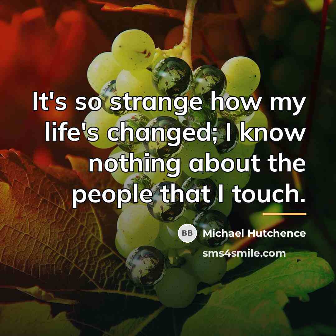 “It's so strange how my life's changed; I know nothing…” quote by Michael Hutchence