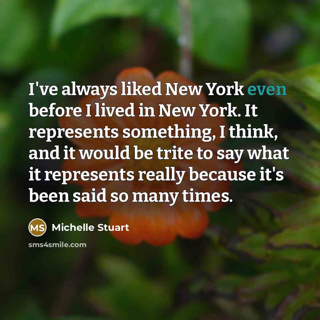 “I've always liked New York even before I lived in…” quote by Michelle Stuart