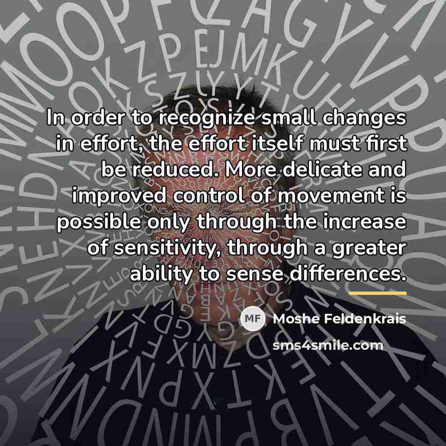 “In order to recognize small changes in effort, the effort…” quote by Moshe Feldenkrais
