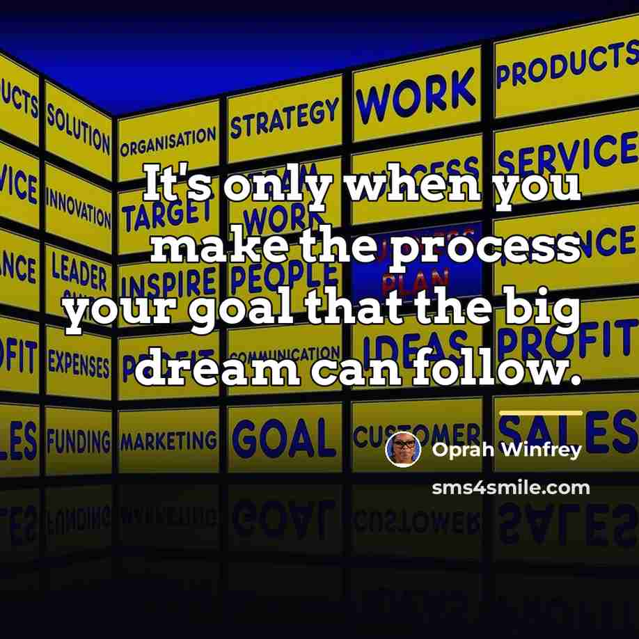 “It's only when you make the process your goal that…” quote by Oprah Winfrey
