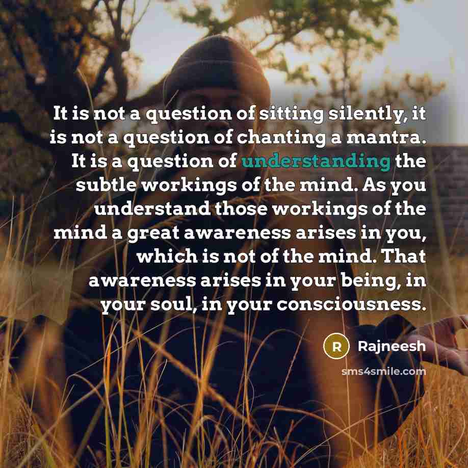 “It is not a question of sitting silently, it is…” quote by Rajneesh
