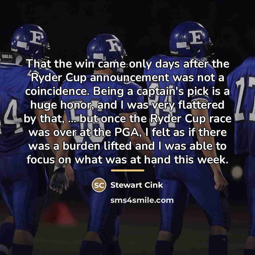 “That the win came only days after the Ryder Cup…” quote by Stewart Cink