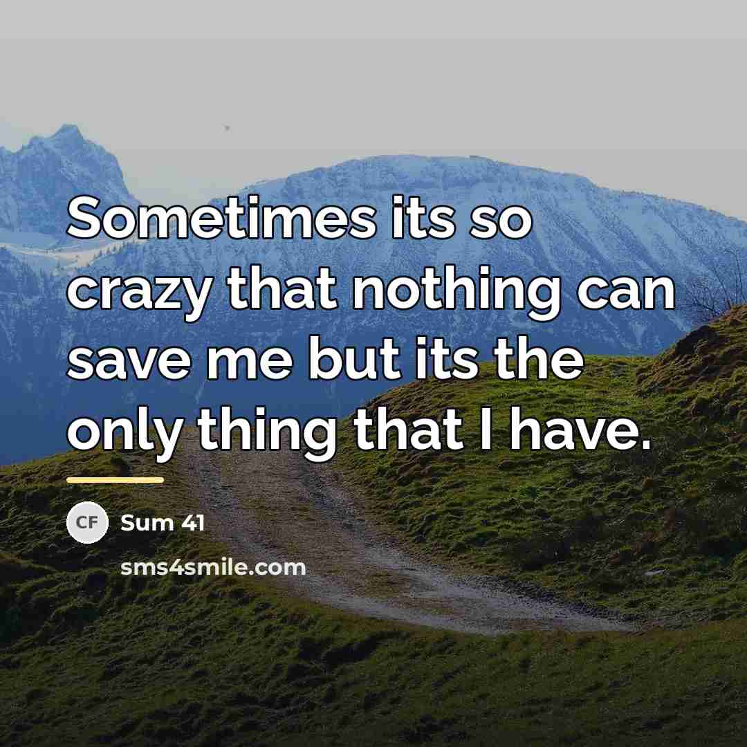 “Sometimes its so crazy that nothing can save me but…” quote by Sum 41