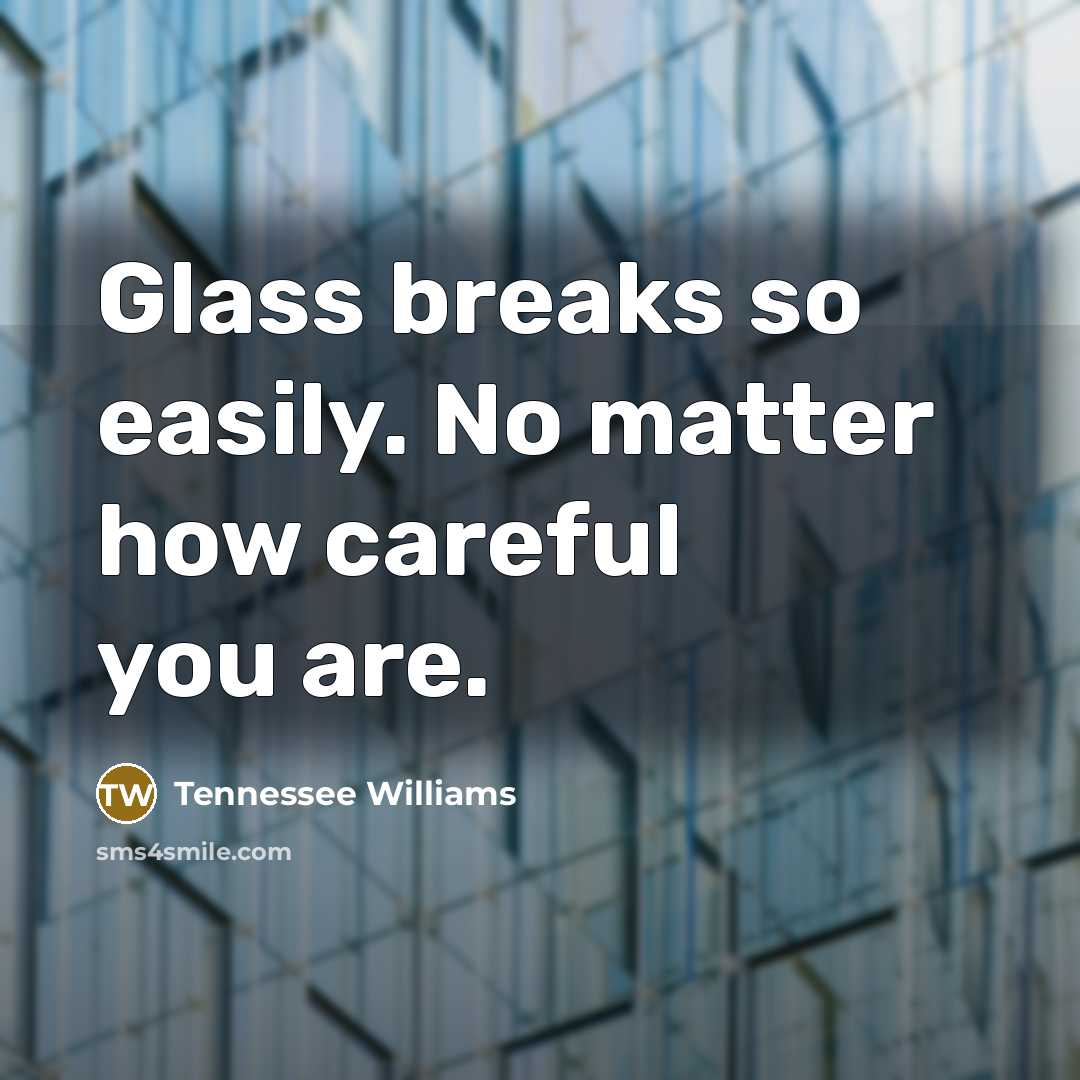 “Glass breaks so easily. No matter how careful you are.…” quote by Tennessee Williams