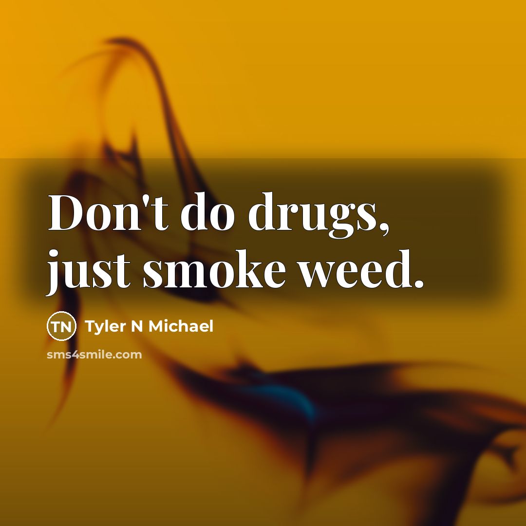 “Don't do drugs, just smoke weed.” quote by Tyler N Michael