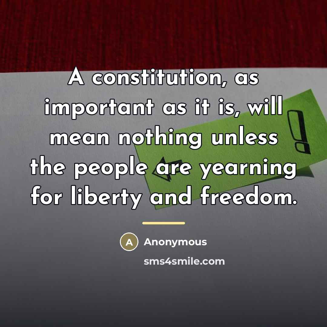 “A constitution, as important as it is, will mean nothing…” quote by Anonymous