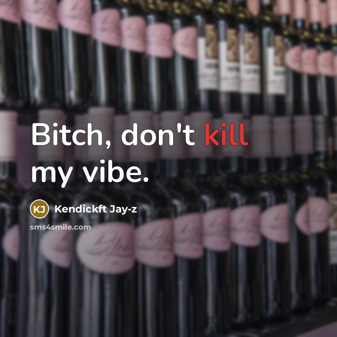 “Bitch, don't kill my vibe.” quote by Kendickft Jay-z