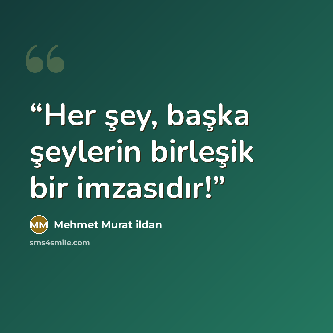 “Her şey, başka şeylerin birleşik bir imzasıdır!” quote by Mehmet Murat ildan