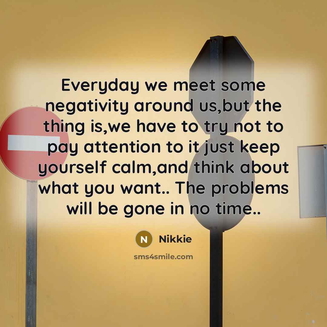 “Everyday we meet some negativity around us,but the thing is,we have to try not to pay attention to it just keep yourself calm,and think about what you want.. The problems will be gone in no time..” quote by Nikkie