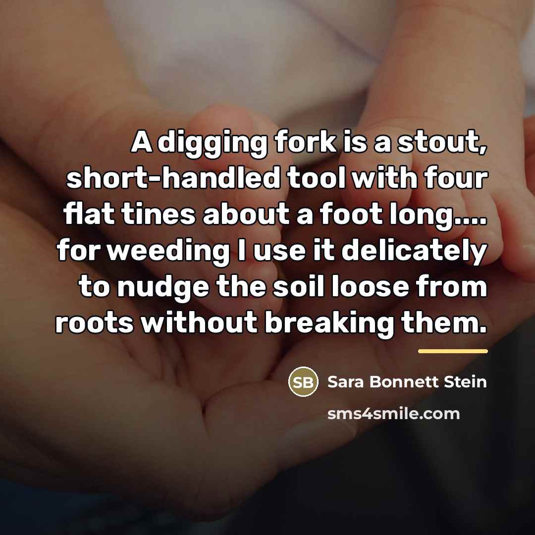 “A digging fork is a stout, short-handled tool with four…” quote by Sara Bonnett Stein