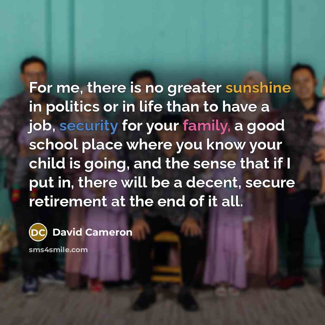 “For me, there is no greater sunshine in politics or…” quote by David Cameron
