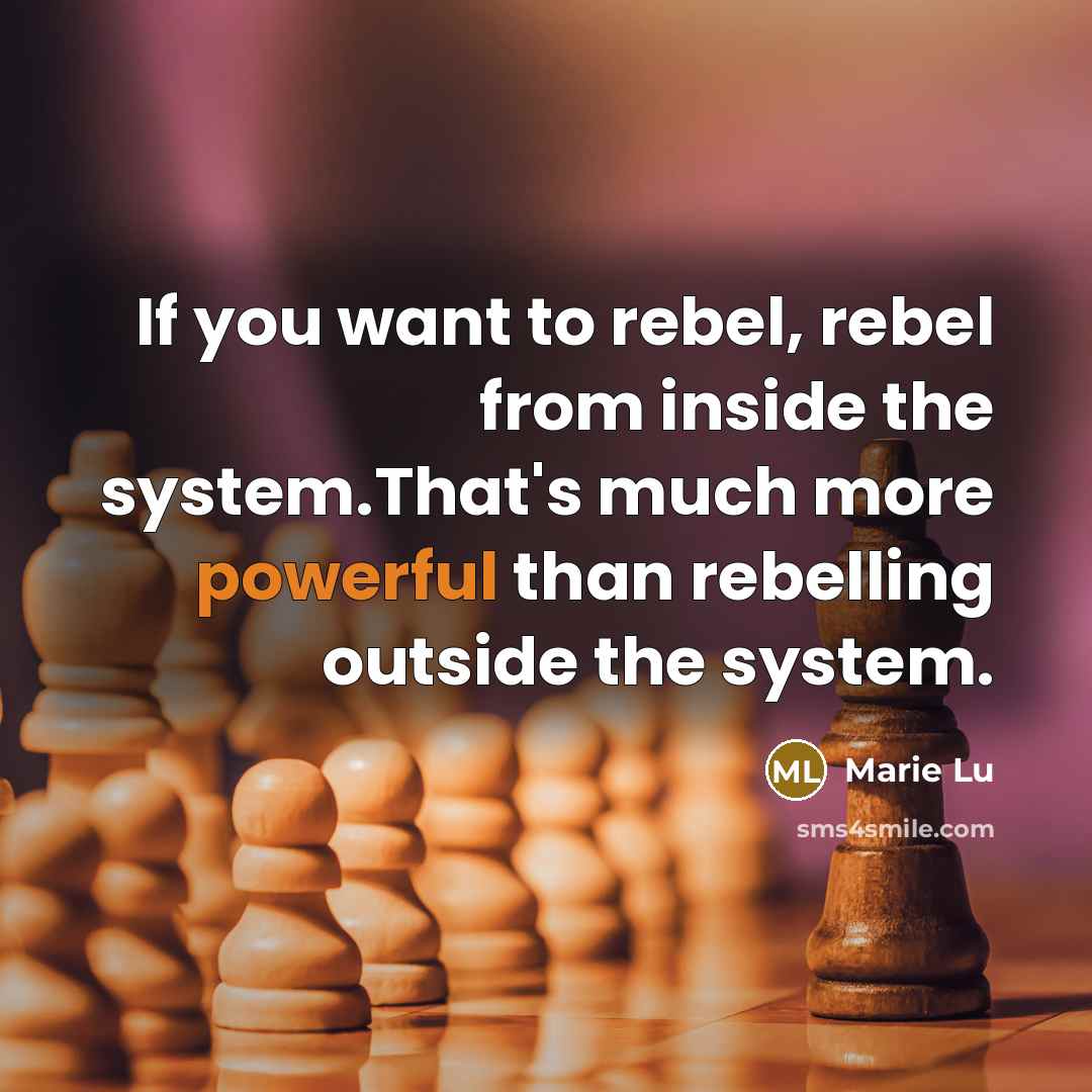 “If you want to rebel, rebel from inside the system.That's…” quote by Marie Lu