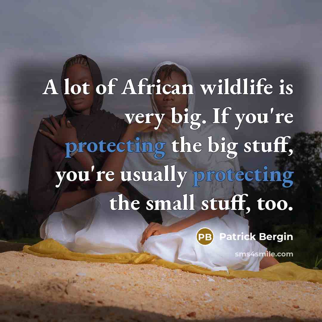 “A lot of African wildlife is very big. If you're protecting the big stuff, you're usually protecting the small stuff, too.” quote by Patrick Bergin