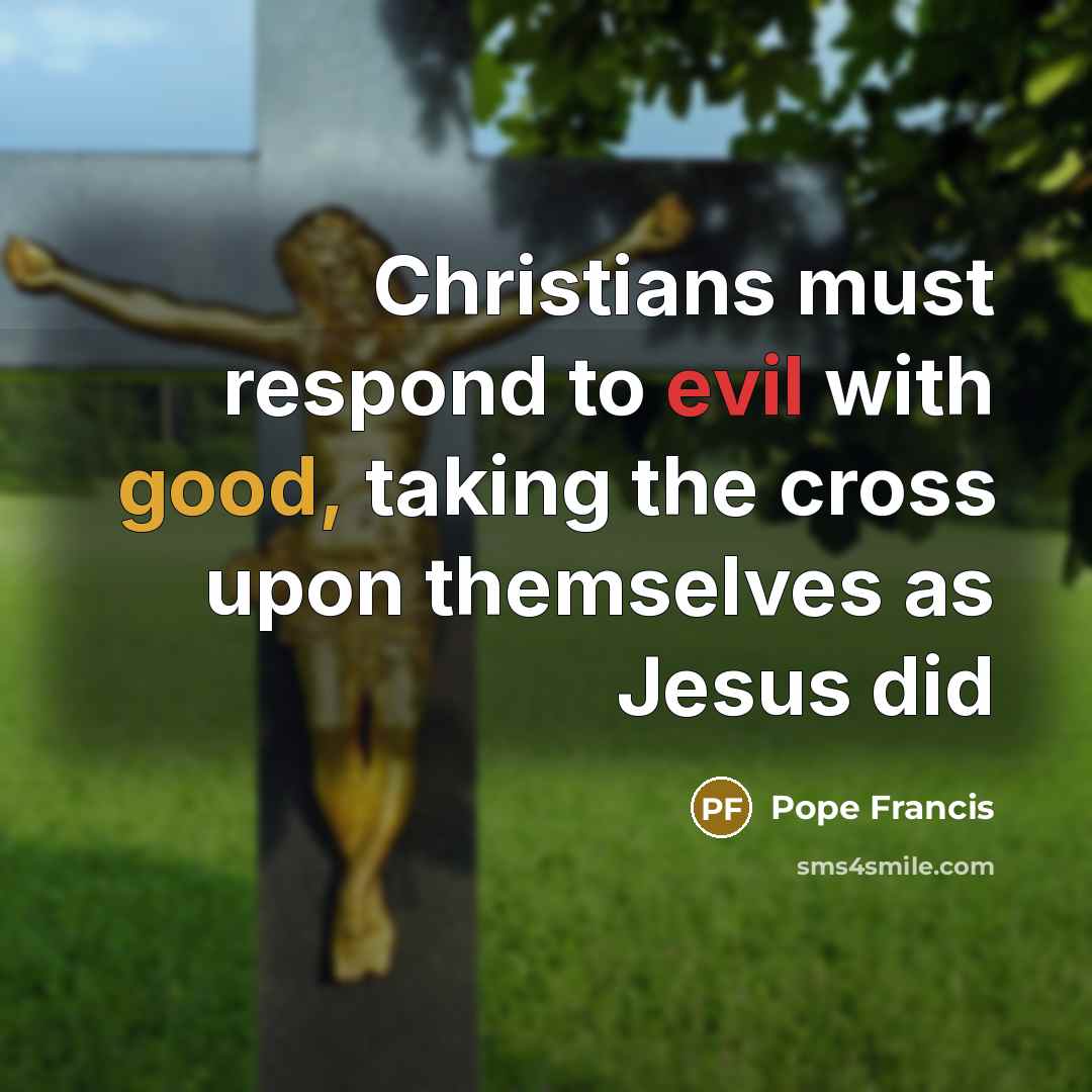 “Christians must respond to evil with good, taking the cross…” quote by Pope Francis