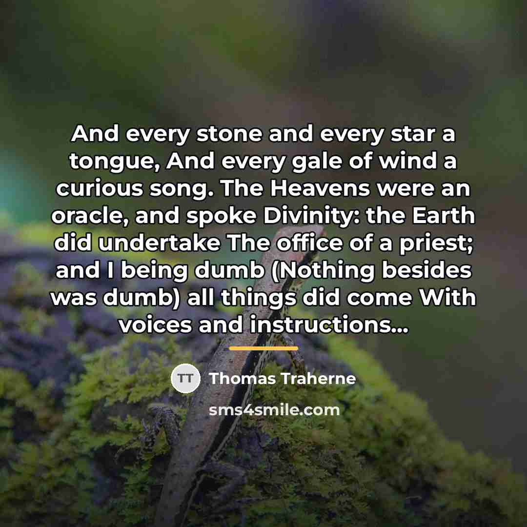 “And every stone and every star a tongue, And every…” quote by Thomas Traherne