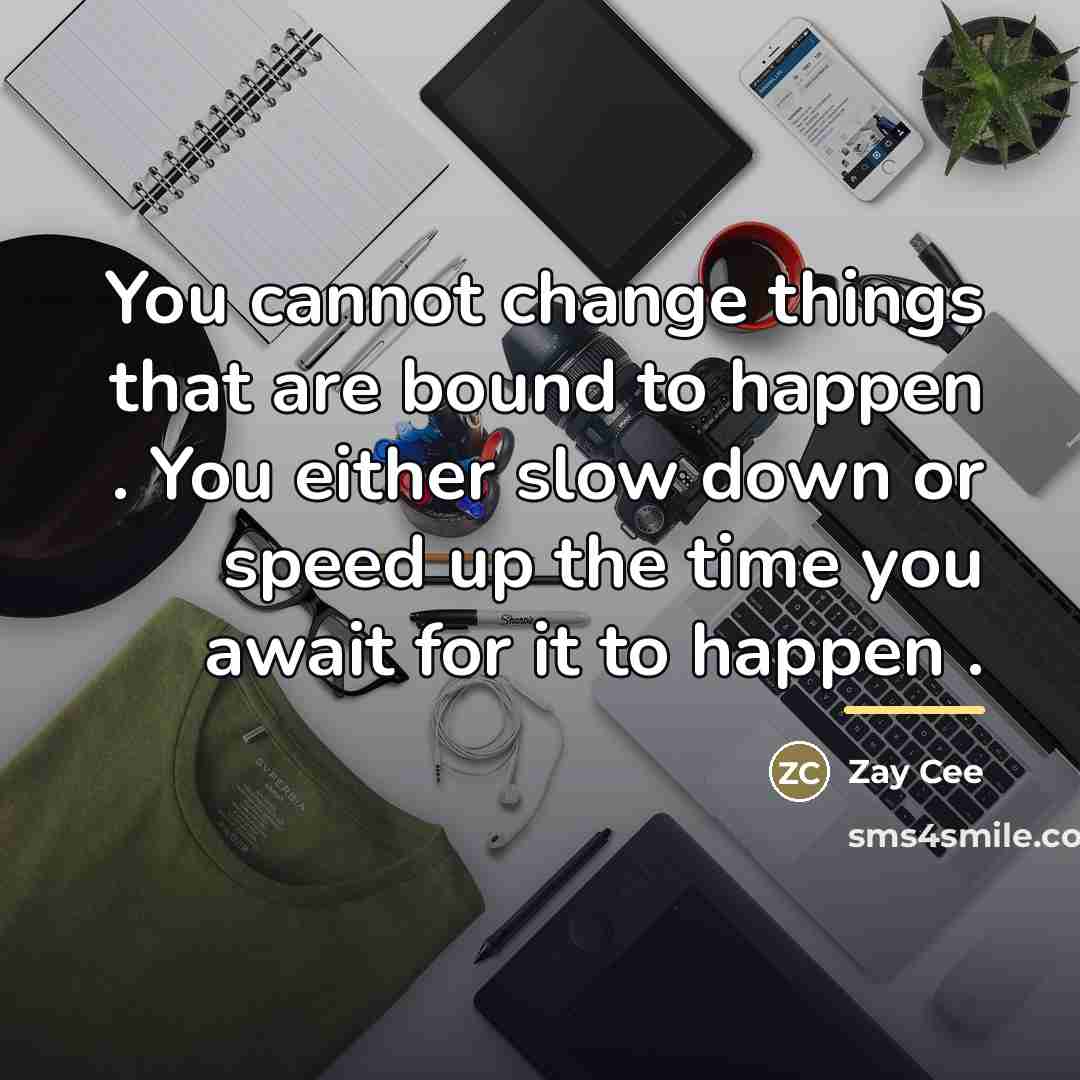 “You cannot change things that are bound to happen .…” quote by Zay Cee