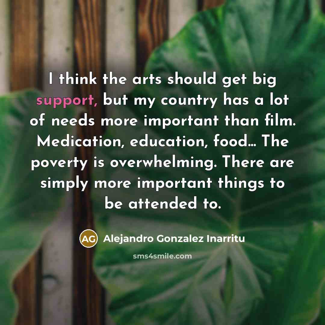“I think the arts should get big support, but my…” quote by Alejandro Gonzalez Inarritu