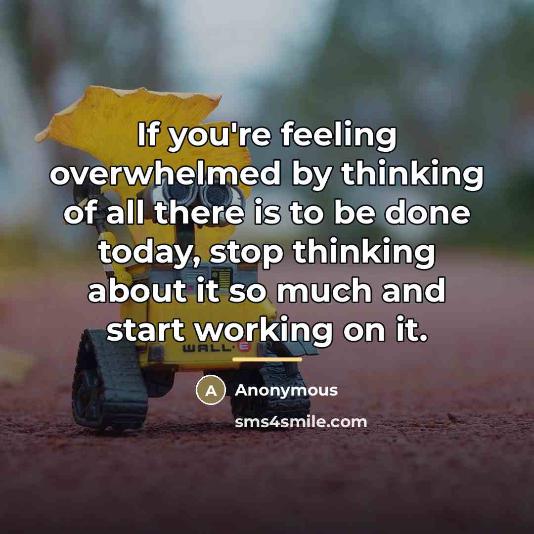 “If you're feeling overwhelmed by thinking of all there is…” quote by Anonymous