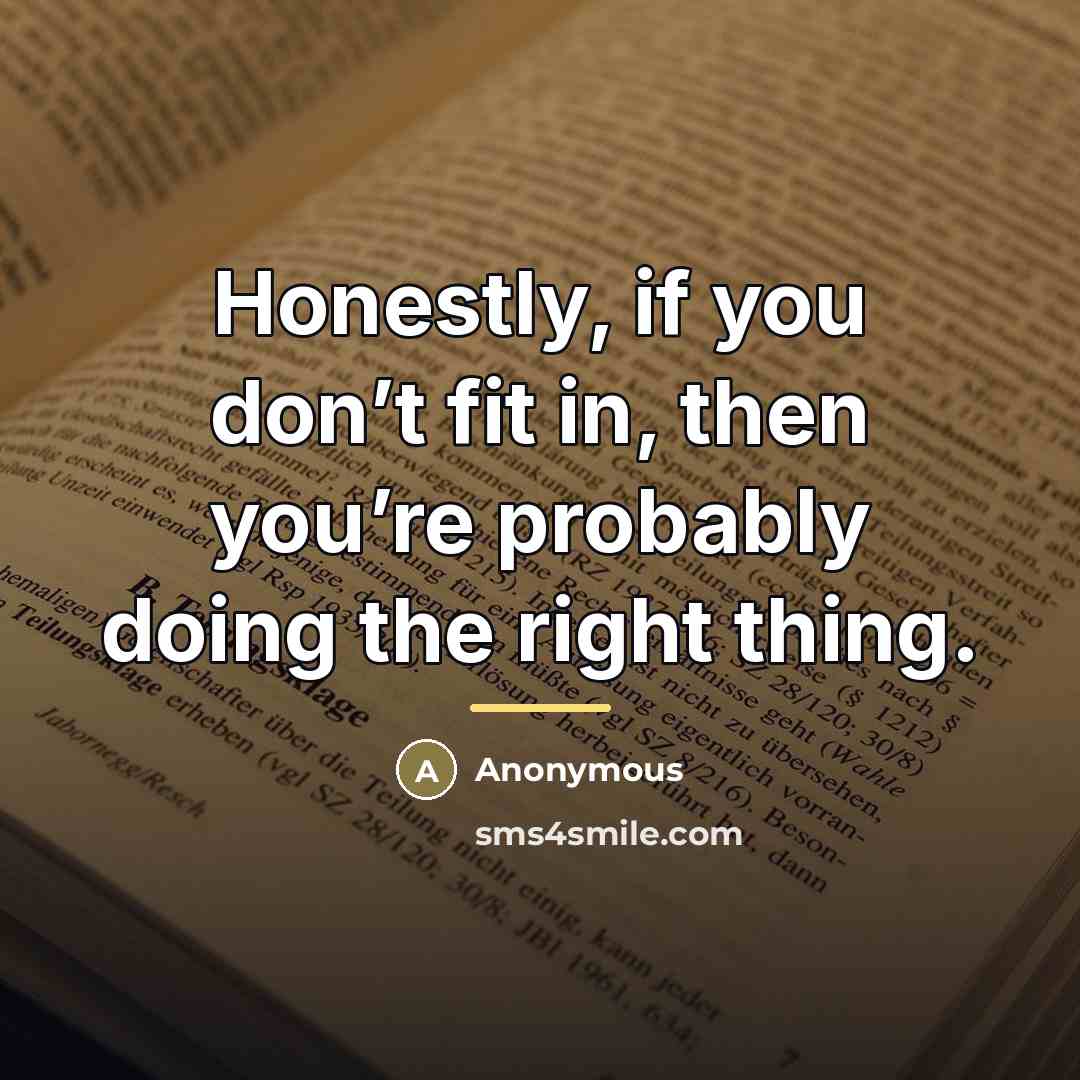 “Honestly, if you don’t fit in, then you’re probably doing…” quote by Anonymous