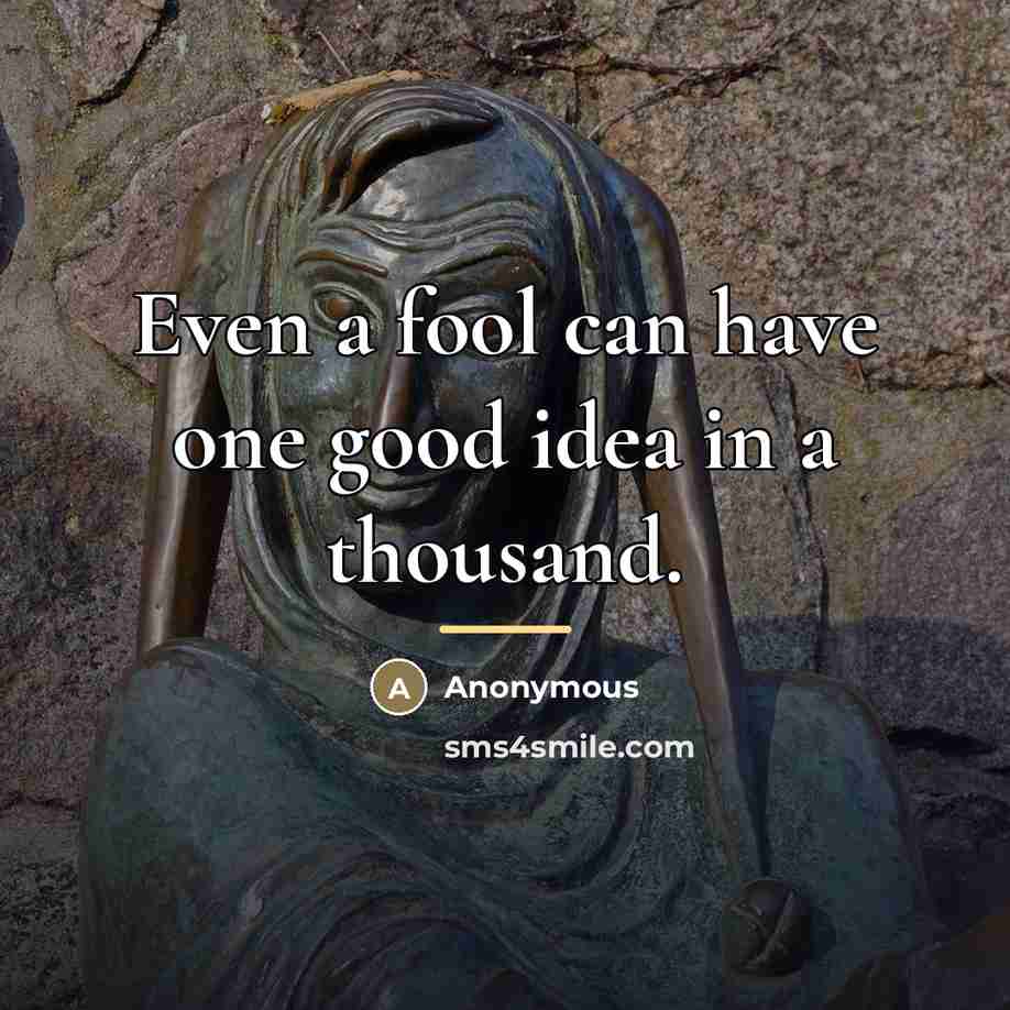 “Even a fool can have one good idea in a…” quote by Anonymous