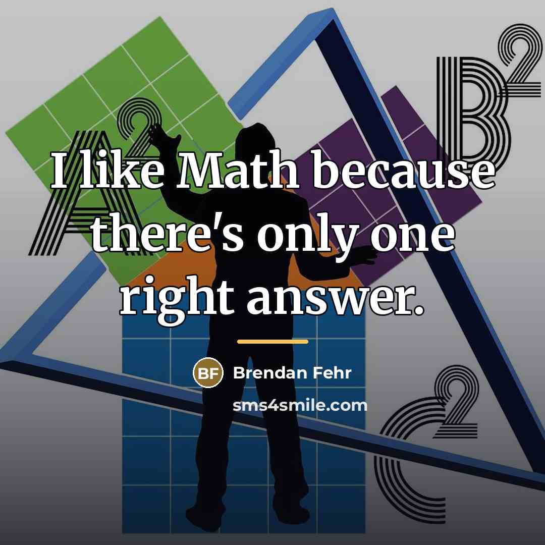 “I like Math because there's only one right answer.…” quote by Brendan Fehr