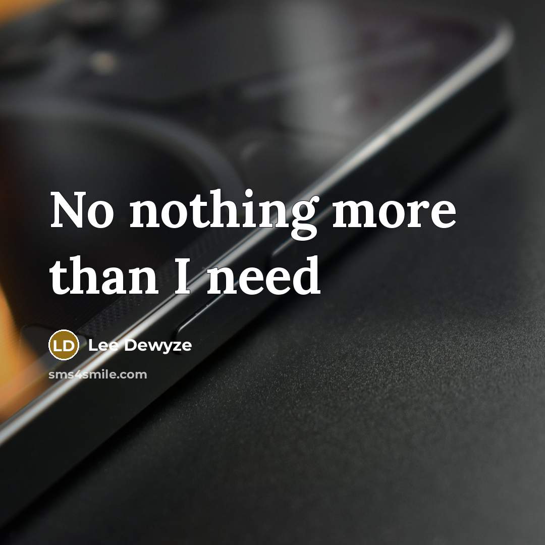 “No nothing more than I need…” quote by Lee Dewyze