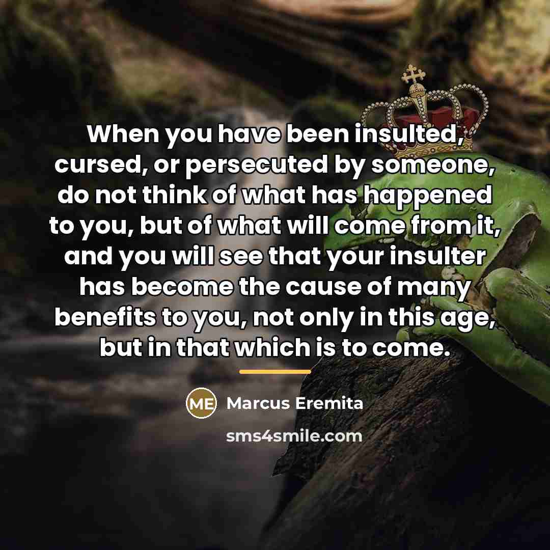 “When you have been insulted, cursed, or persecuted by someone,…” quote by Marcus Eremita