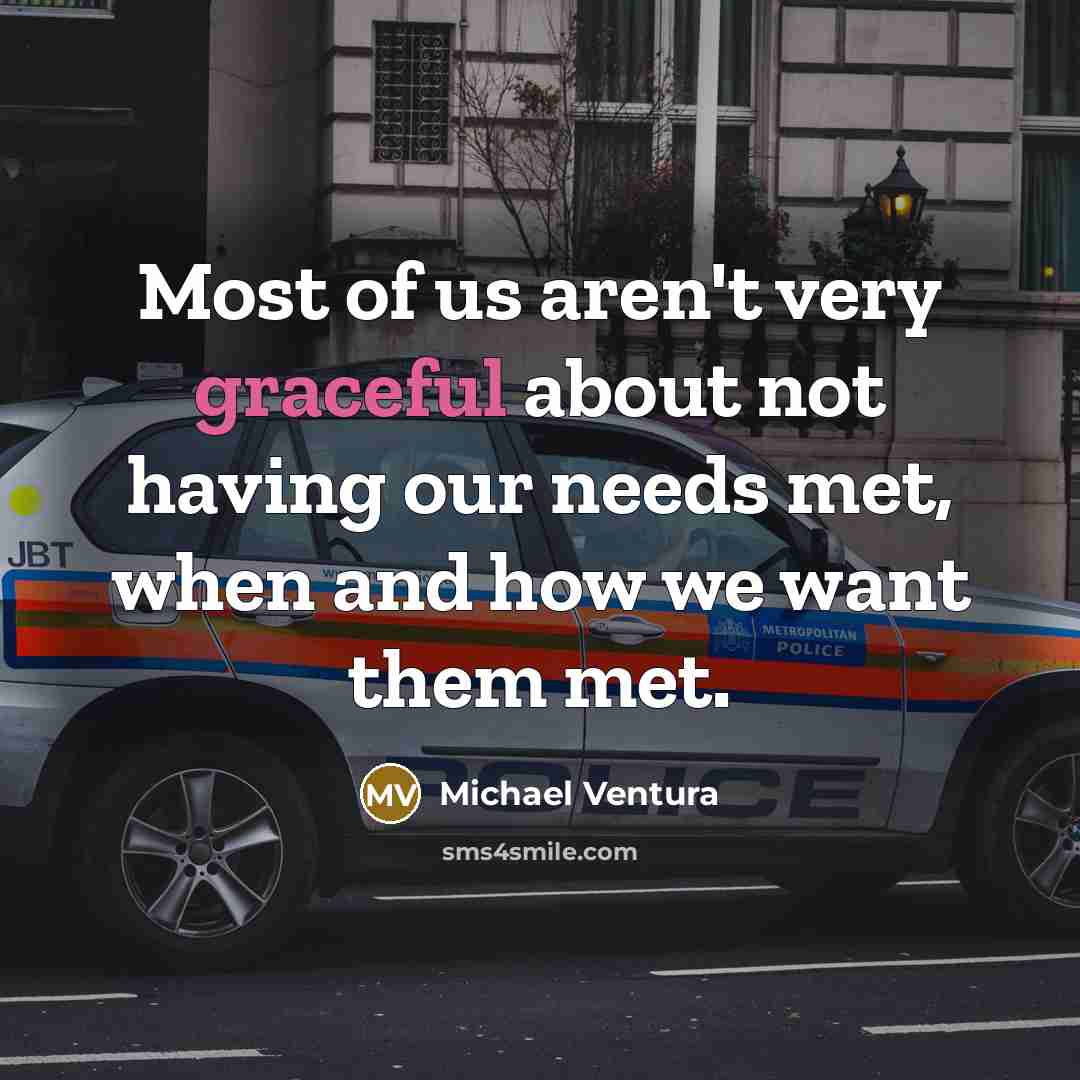 “Most of us aren't very graceful about not having our needs met, when and how we want them met.” quote by Michael Ventura