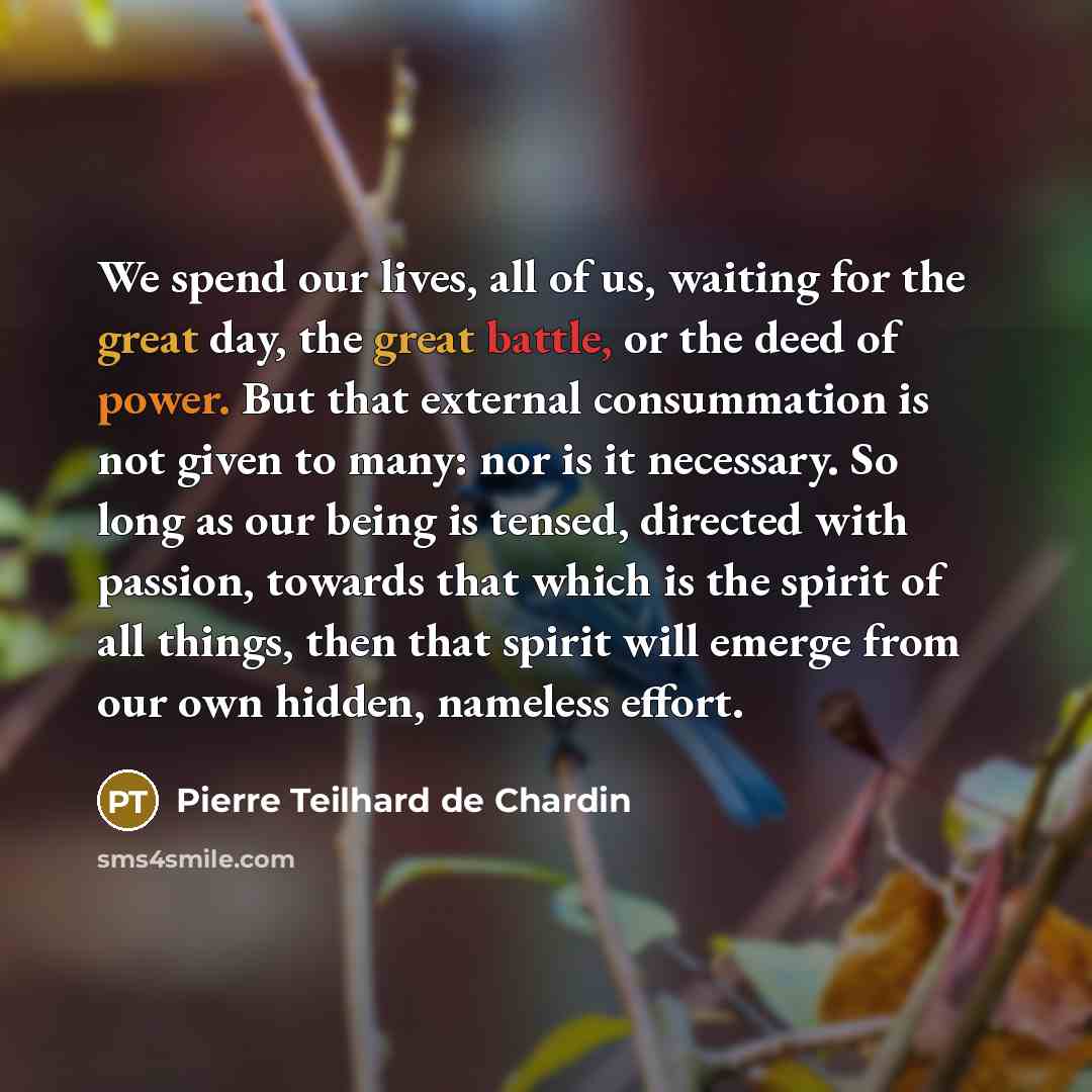 “We spend our lives, all of us, waiting for the…” quote by Pierre Teilhard de Chardin