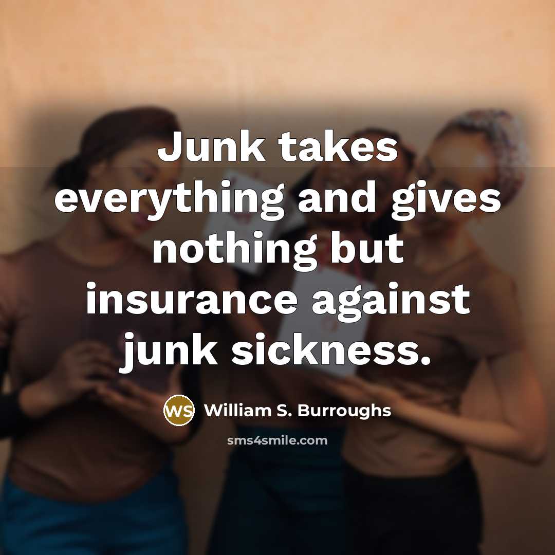 “Junk takes everything and gives nothing but insurance against junk…” quote by William S. Burroughs