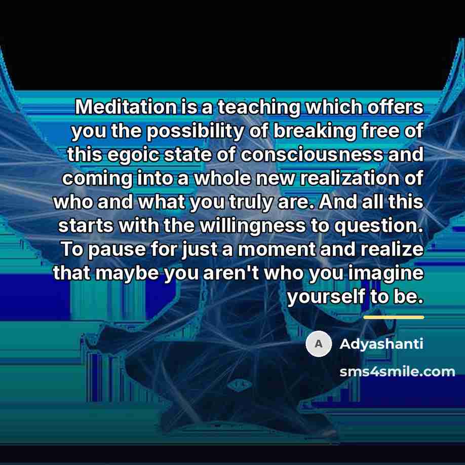 “Meditation is a teaching which offers you the possibility of…” quote by Adyashanti
