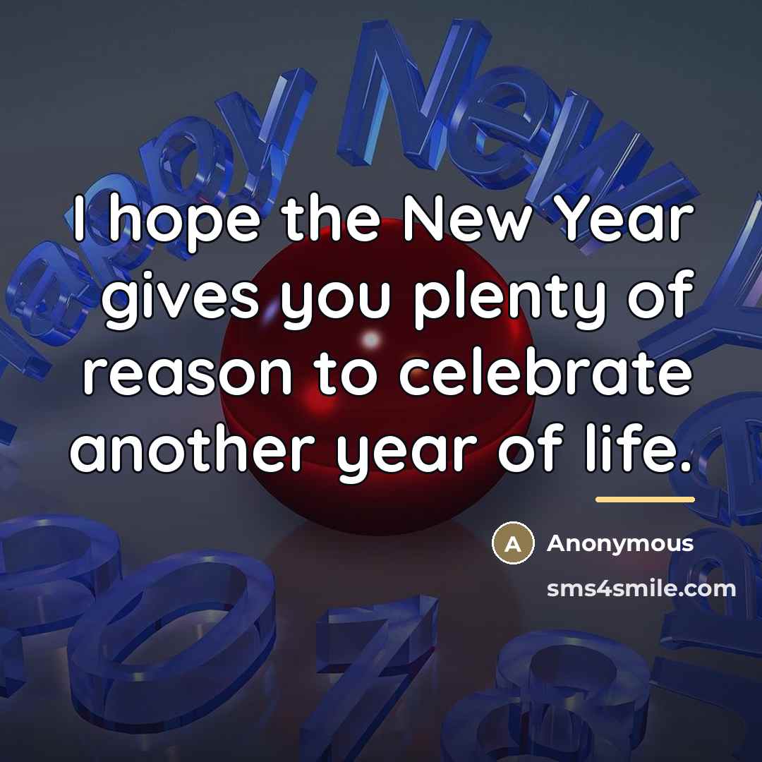“I hope the New Year gives you plenty of reason…” quote by Anonymous