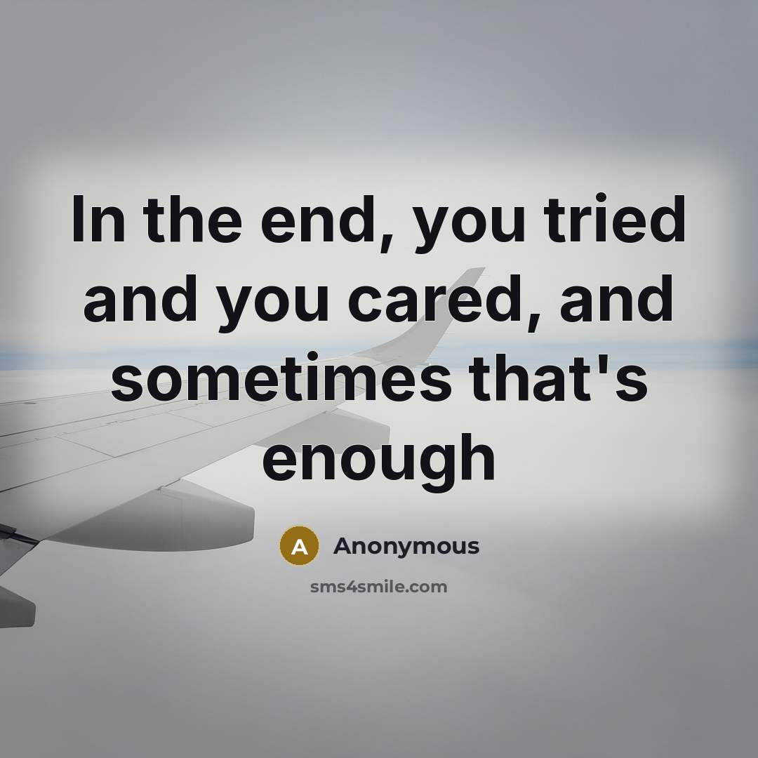 “In the end, you tried and you cared, and sometimes…” quote by Anonymous
