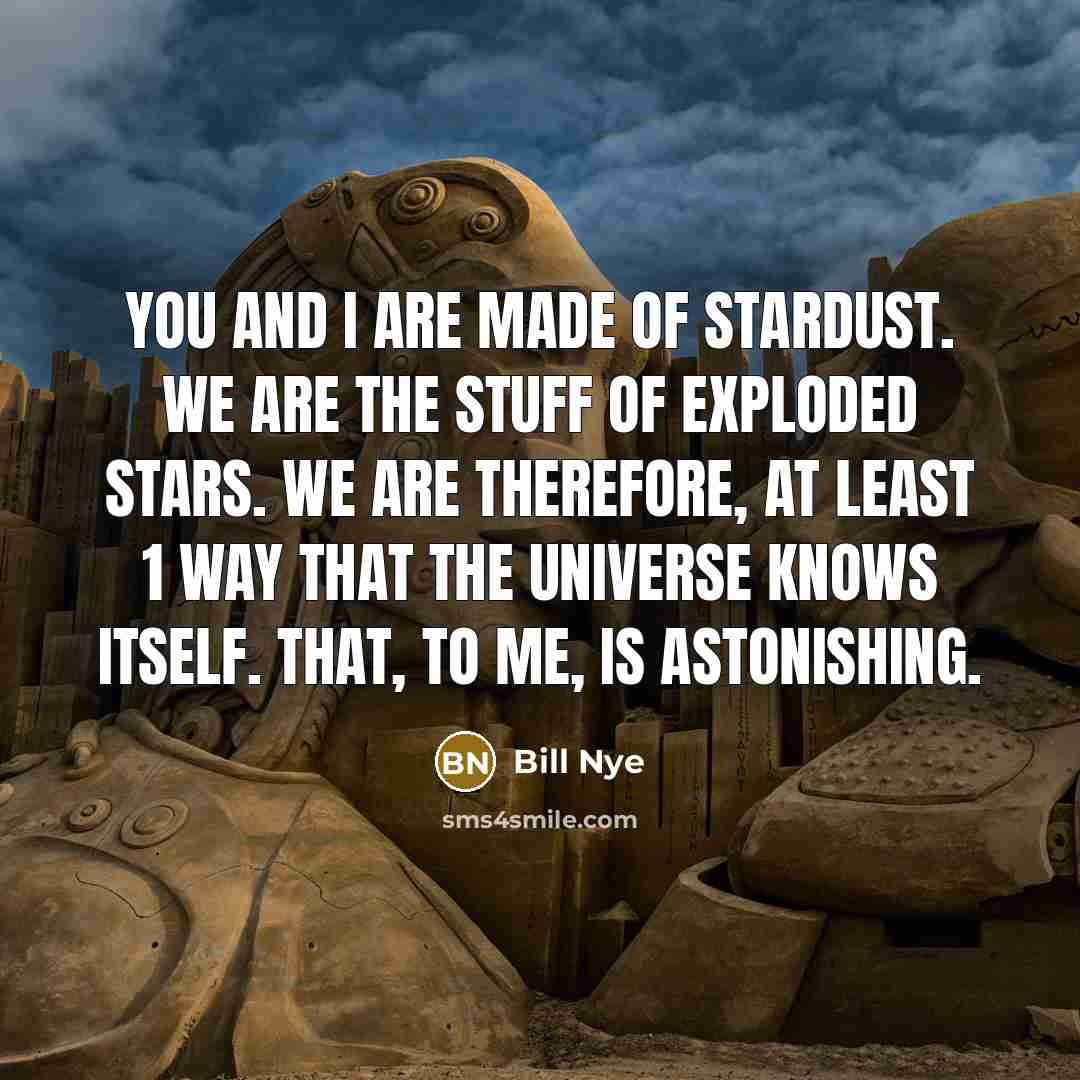 “You and I are made of stardust. We are the…” quote by Bill Nye