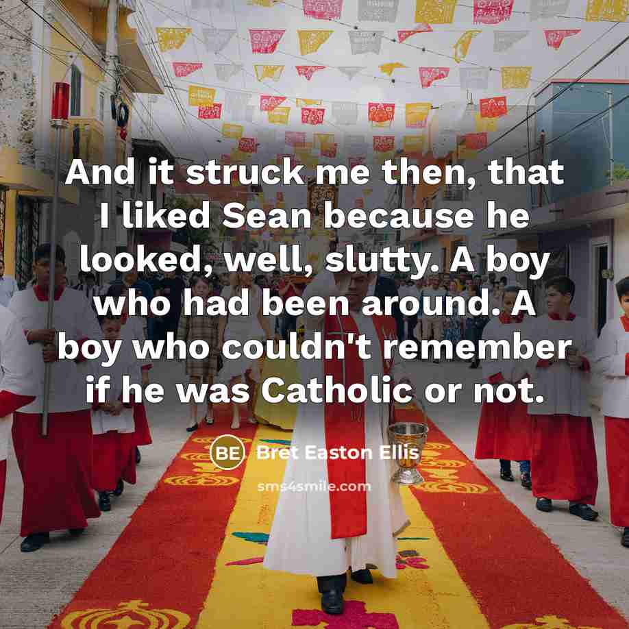 “And it struck me then, that I liked Sean because…” quote by Bret Easton Ellis