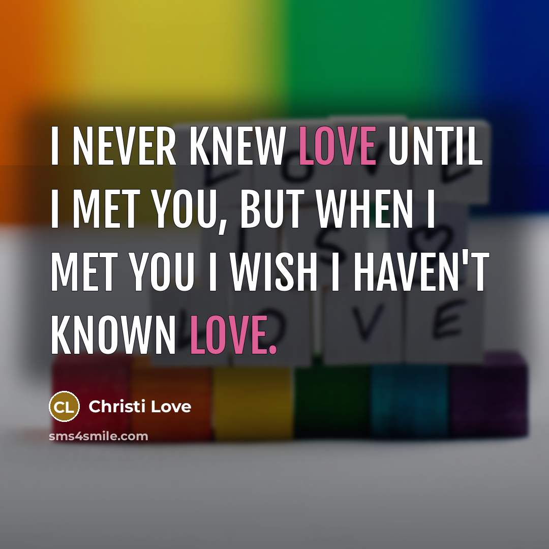 “I never knew love until I met you, but when I met you I wish I haven't known love.” quote by Christi Love