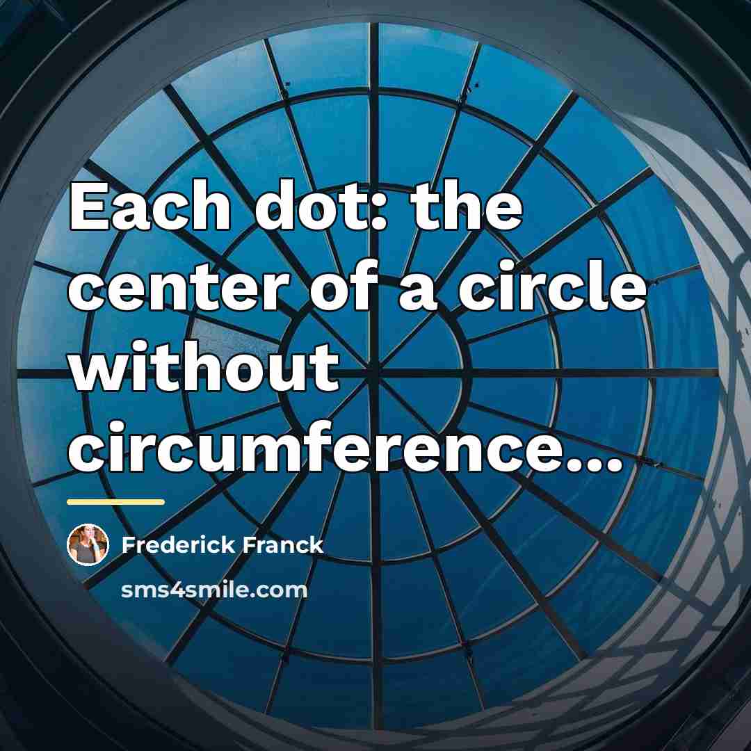 “Each dot: the center of a circle without circumference...…” quote by Frederick Franck